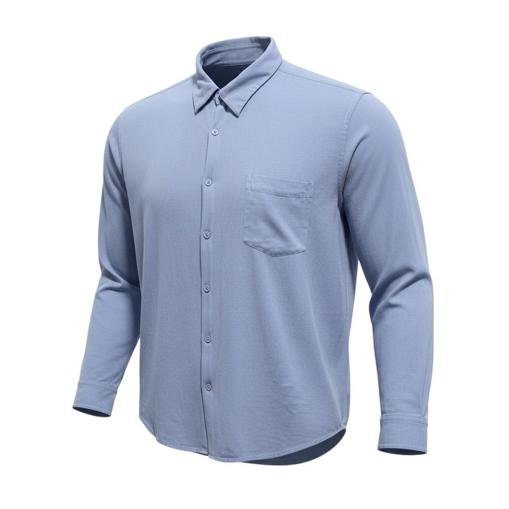 Neiman Marcus 100% Silk Textured Ribbed Button-Down - Periwinkle Blue Size Large